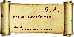 Ihring Annamária névjegykártya